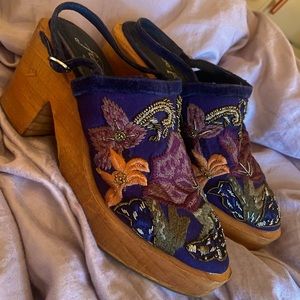 Free People beaded and Embroidered Clogs